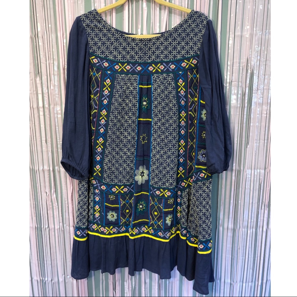 Anthropologie Long Sleeve Embroidered Dress